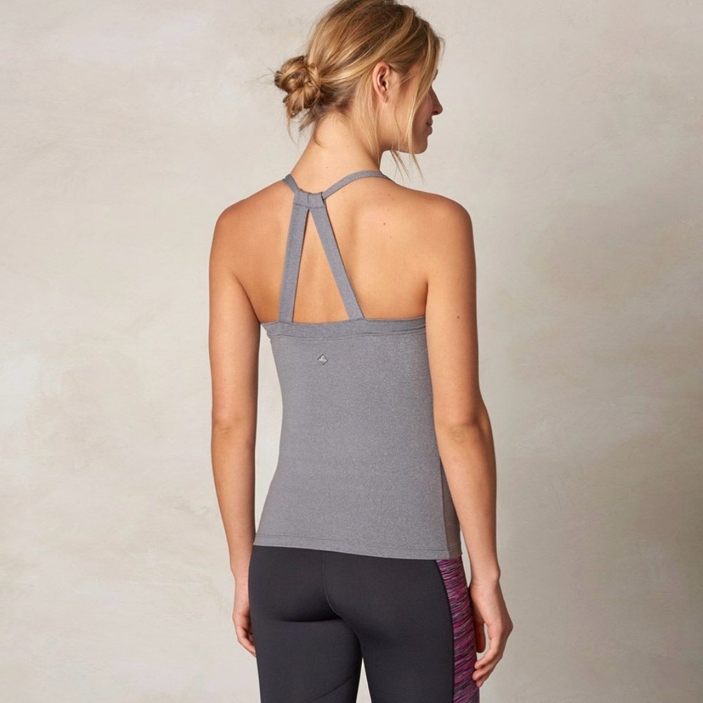 prAna Quinn Chakara Heather Grey Yoga Top - Picture 2 of 8
